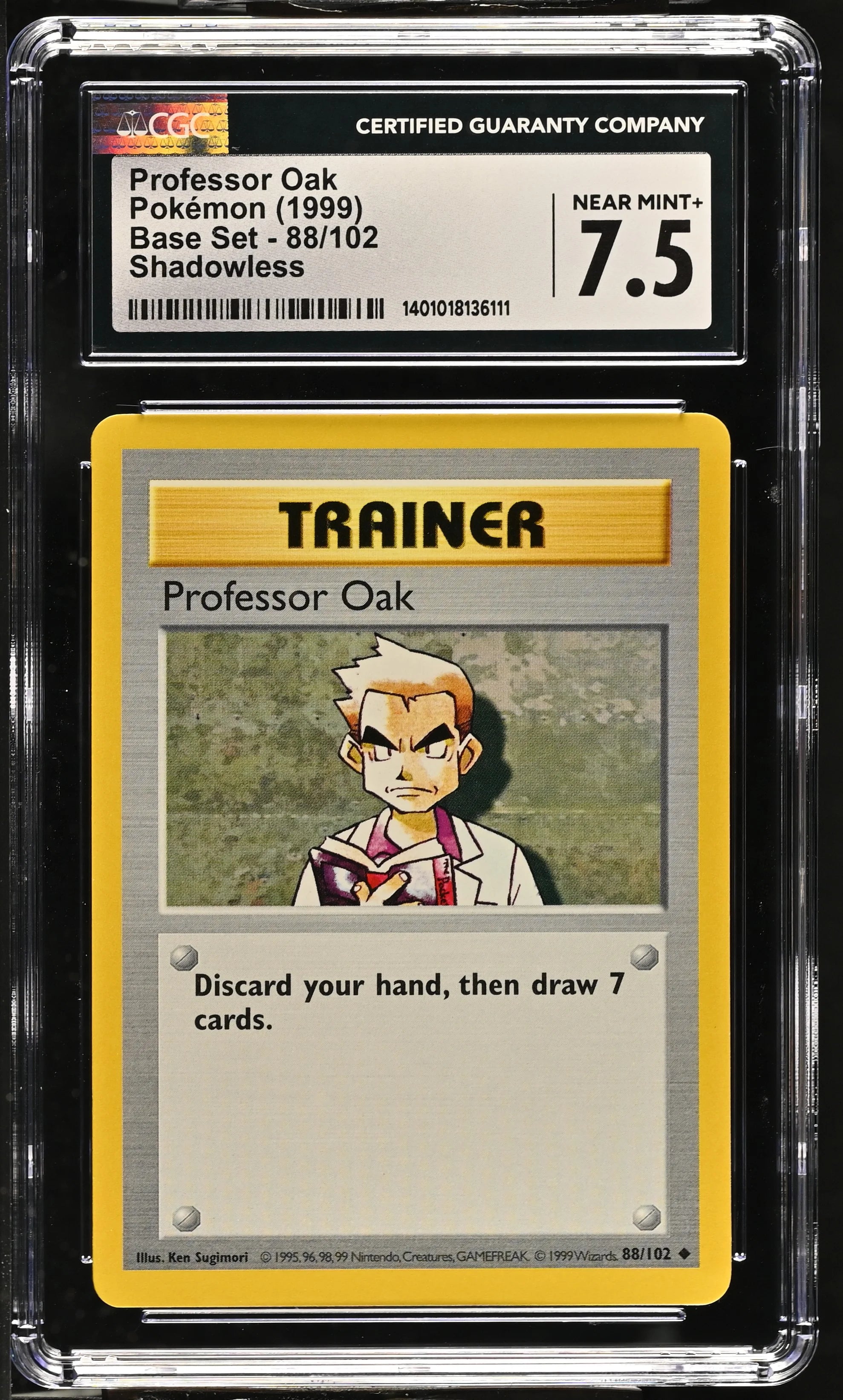 1999 Base Set Shadowless Professor Oak CGC 7.5